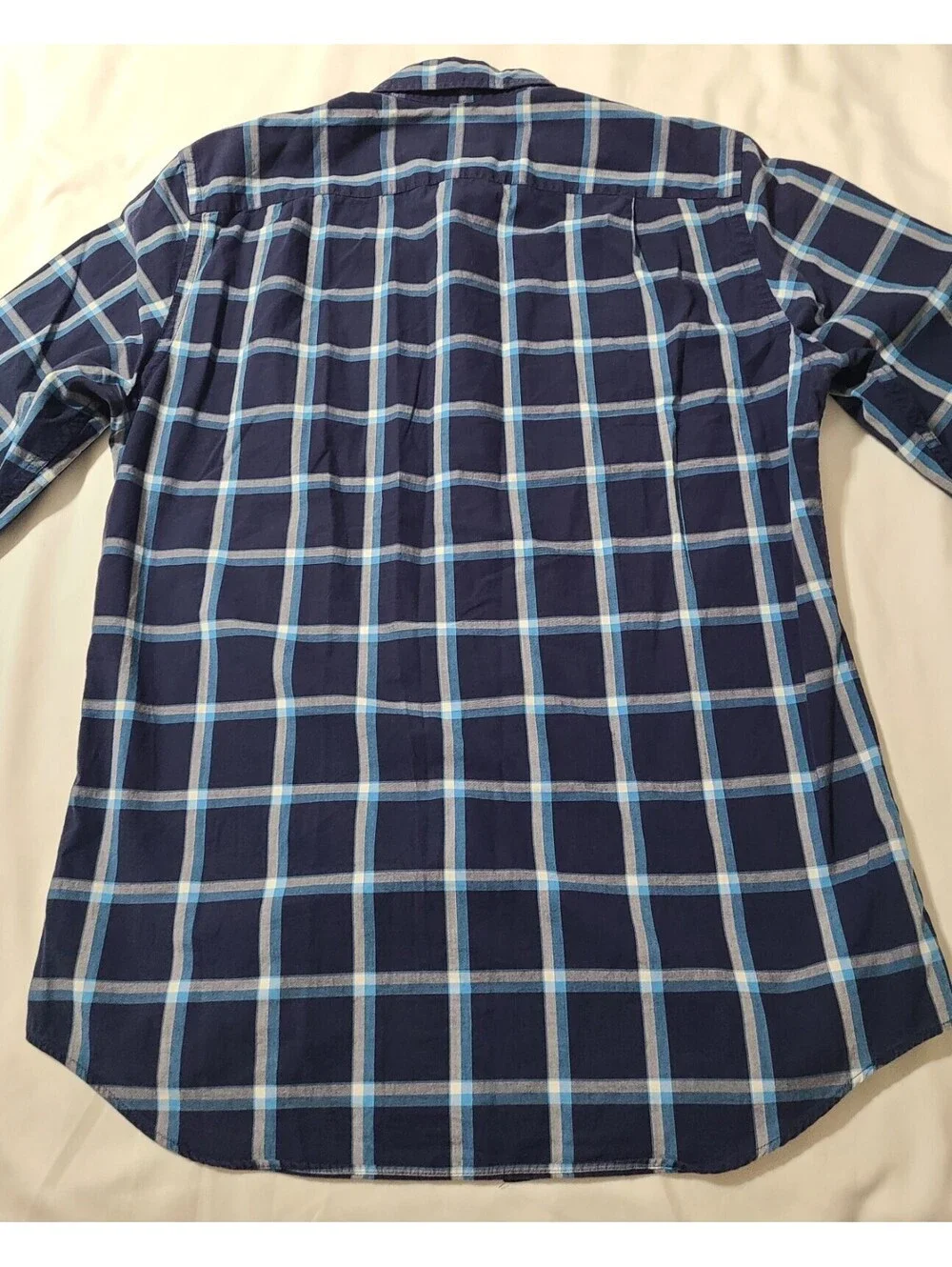 J Crew Plaid Shirt Mens Sz Small Blue Plaid Button Down 100% Cotton Coastal EUC